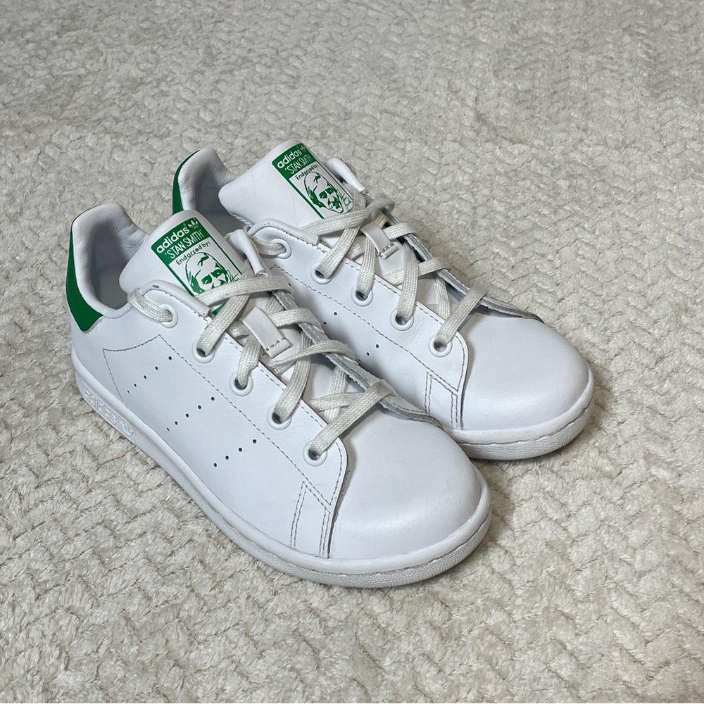 adidas‎ Kids Stan Smith White Green Leather Shoes Unisex Size 2
